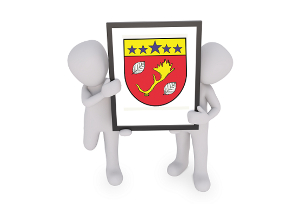 3D Figuren mit dem Wappen der Gemeinde Manhagen