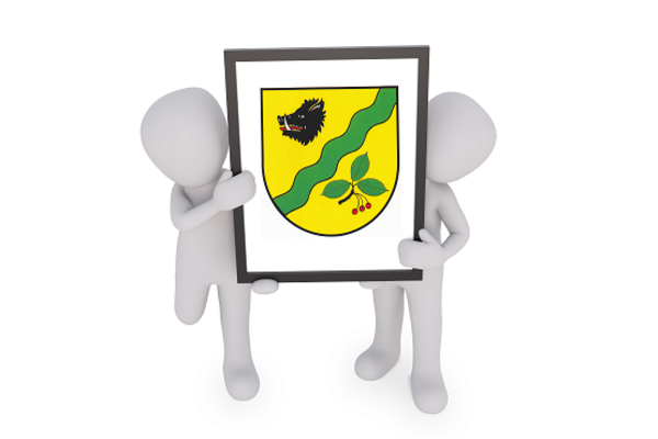 3D Figuren mit dem Wappen der Gemeinde Kabelhorst