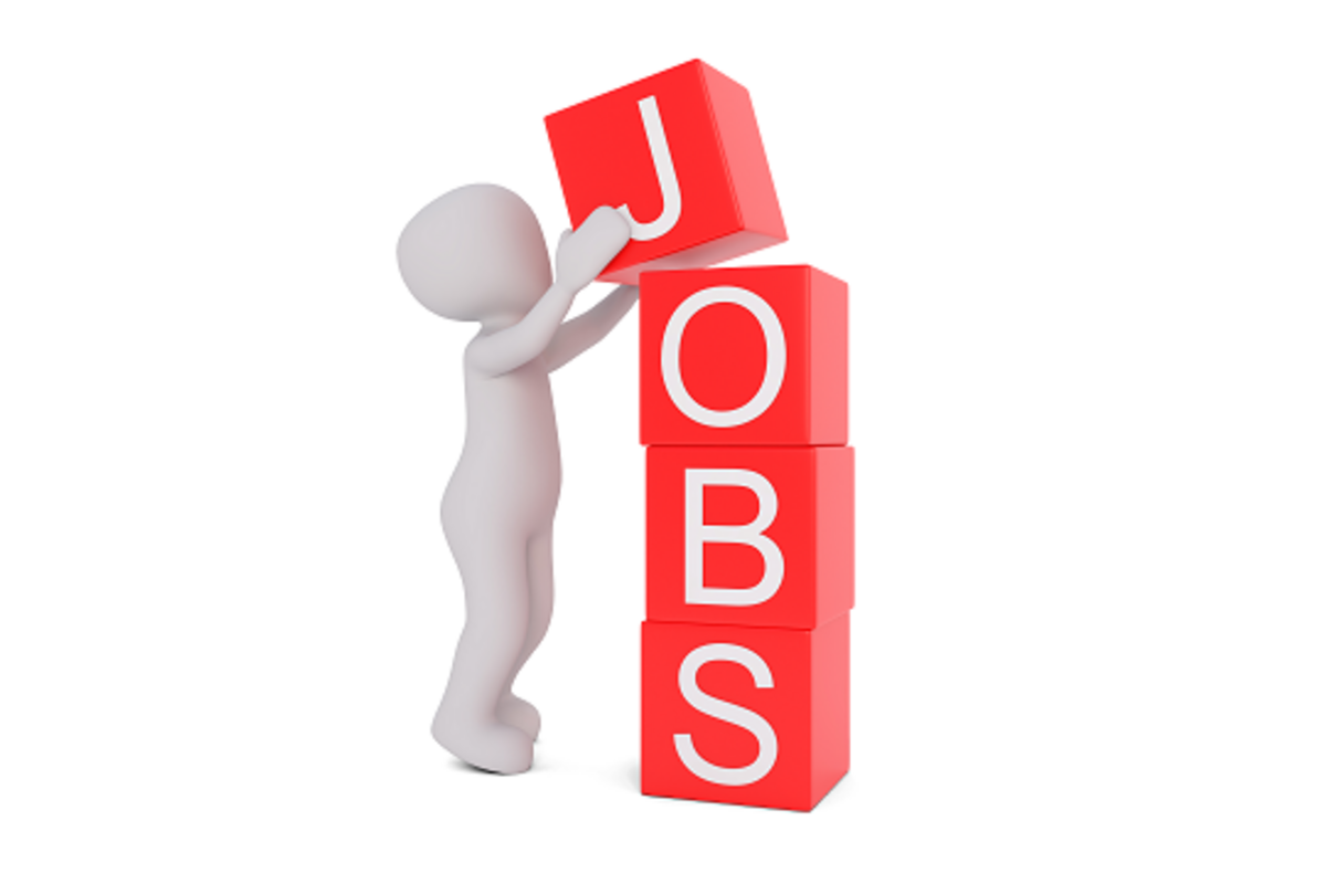 3D Figur mit dem Wort "JOBS"