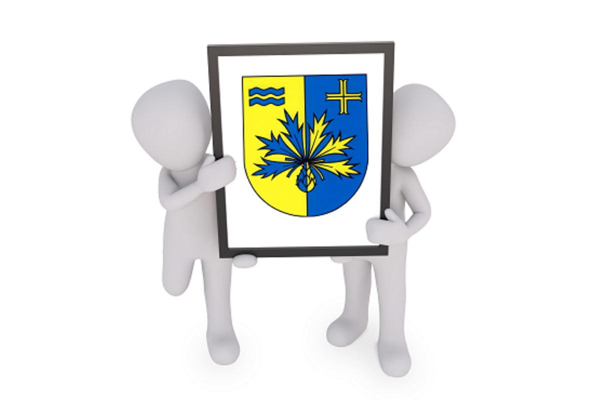 3D Figuren mit dem Wappen der Gemeinde Riepsdorf