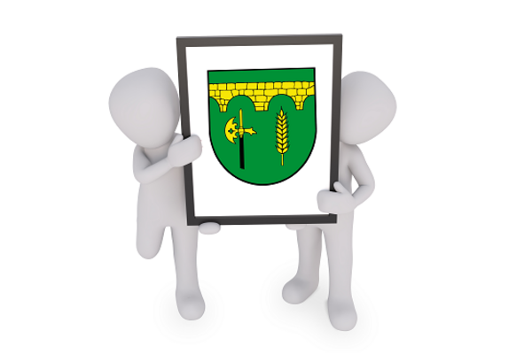 3D Figuren mit dem Wappen der Gemeinde Beschendorf