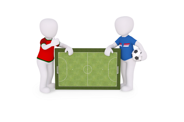 3D Figur mit Rasenplatz