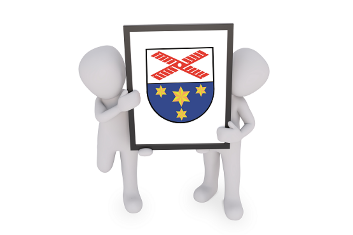 3D Figuren mit dem Wappen der Gemeinde Harmsdorf