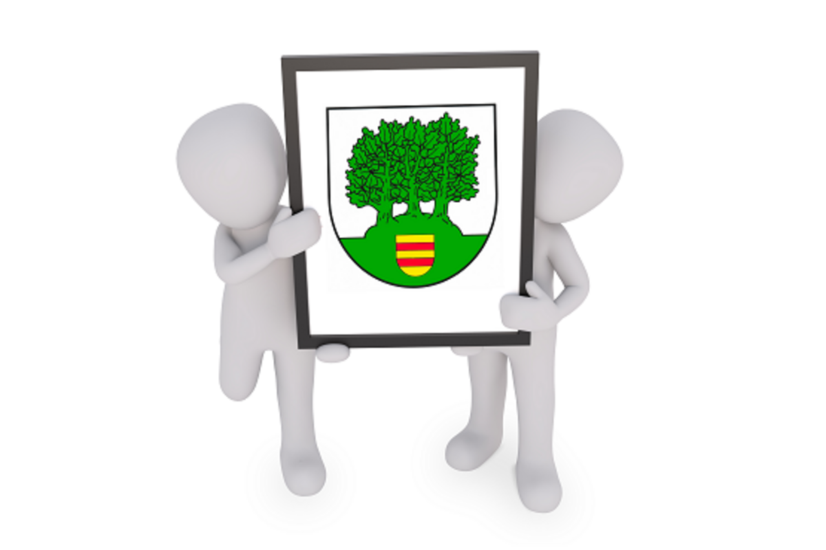 3D Figuren mit dem Wappen der Gemeinde Damlos