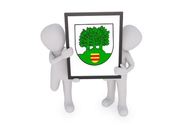 3D Figuren mit dem Wappen der Gemeinde Damlos