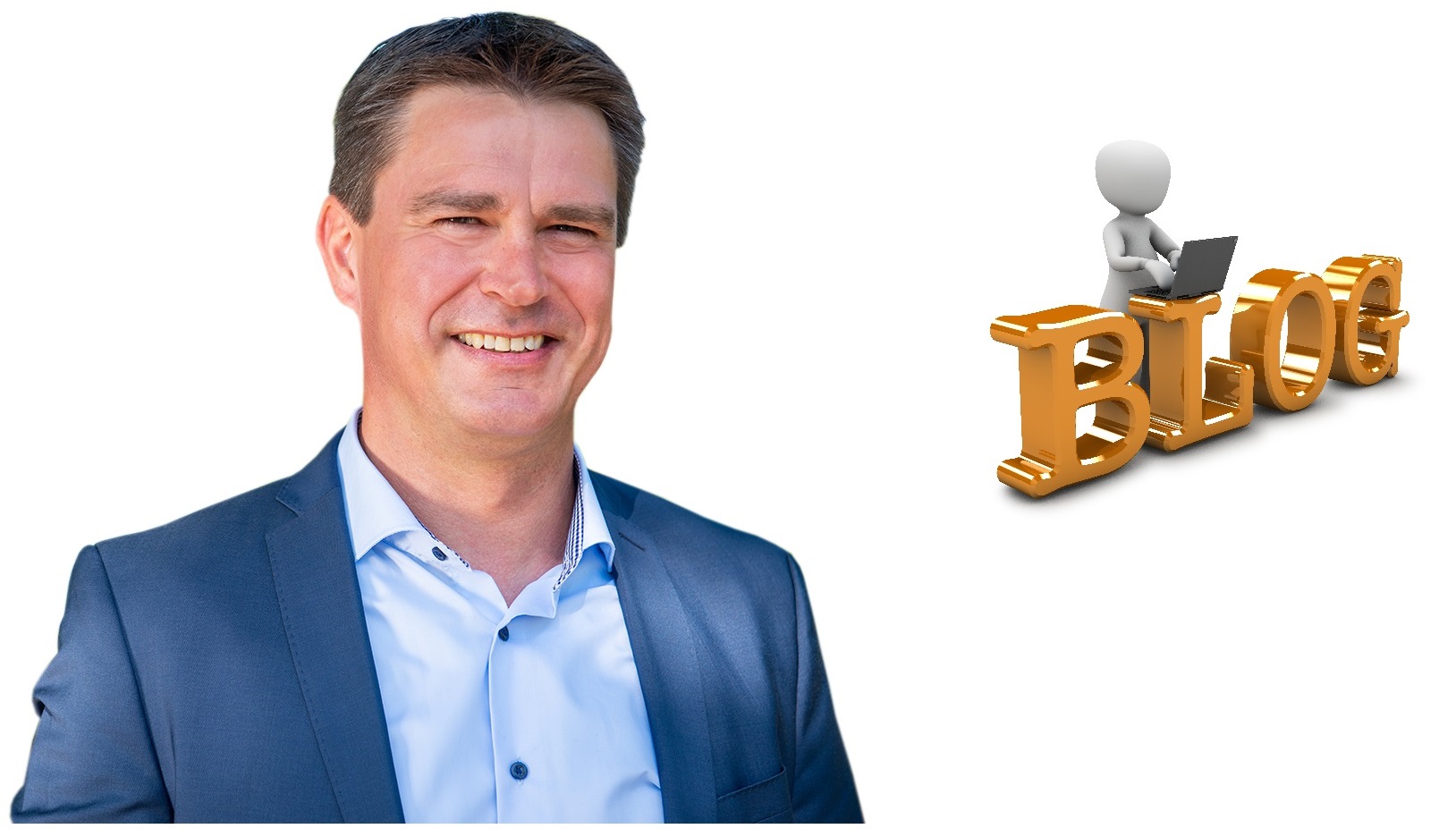 Bürgermeister Michael Robien und kleine 3D Figur mit dem Logo Blog